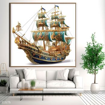 Tranh thuận buồm xuôi gió cánh buồm vàng đẹp nhất