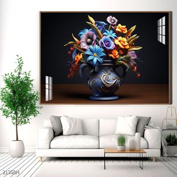 Tranh bình hoa hiện đại treo tường sang trọng ý nghĩa