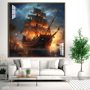 Tranh thuận buồm xuôi gió cánh buồm vàng đẹp nhất