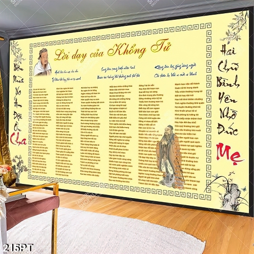 Tranh lời dạy của KHỔNG TỬ in kính đẹp nhất