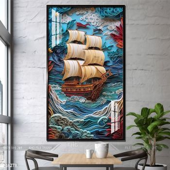 Tranh thuyền buồm vàng phong thủy đẹp