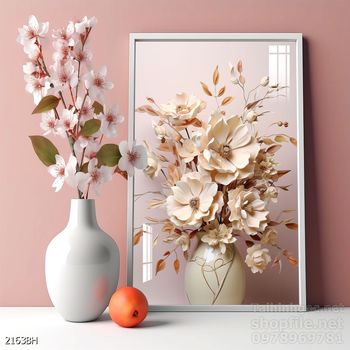 Mẫu tranh bình hoa sang trọng đẹp độc đáo