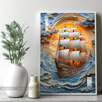 Tranh phong thủy thuận buồm xuôi gió tài lộc đẹp