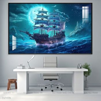 Tranh thuận buồm xuôi gió cánh buồm vàng đẹp nhất