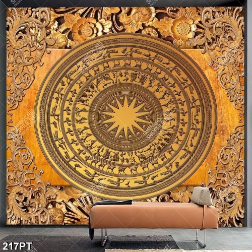 Tranh điêu khắc trống đồng đẹp in uv