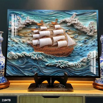 Tranh thuyền buồm vàng phong thủy đẹp