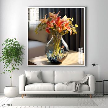 Tranh bình hoa hiện đại treo tường sang trọng ý nghĩa