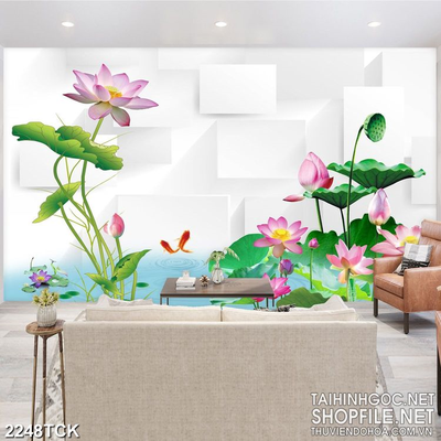 Tranh in canvas những bông sen dáp vàng trên nền tối