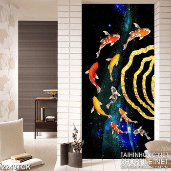 Tranh nghệ thuật những bông hoa sen hồng chen chúc lá