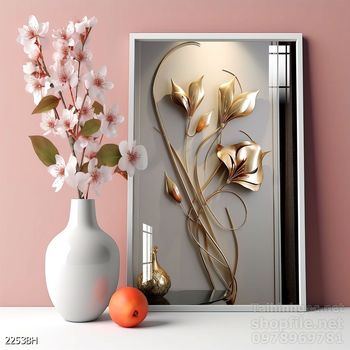 Mẫu tranh bình hoa trang trí tường đẹp tinh tế