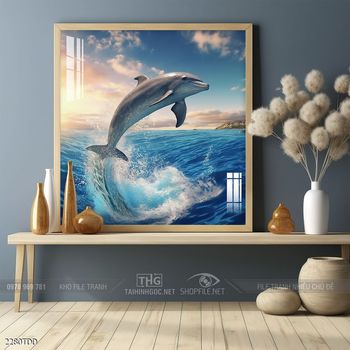 Tranh cá heo decor trang trí tường nhà