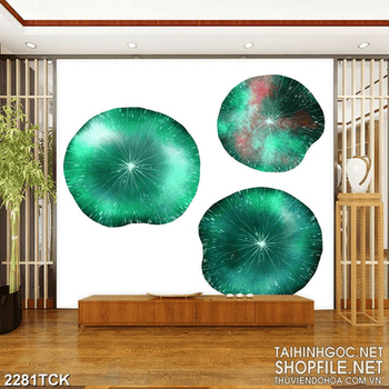 Tranh những chiếc lá sen xanh xinh đẹp trên nền trắng