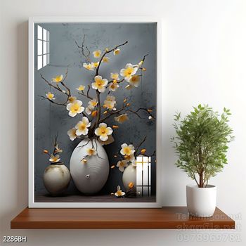 Mẫu tranh bình hoa nghệ thuật decor trang trí tường