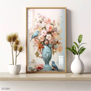 Mẫu tranh bình hoa trang trí tường đẹp tinh tế