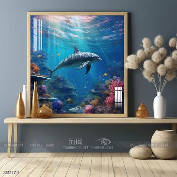 Tranh cá heo đẹp độc đáo