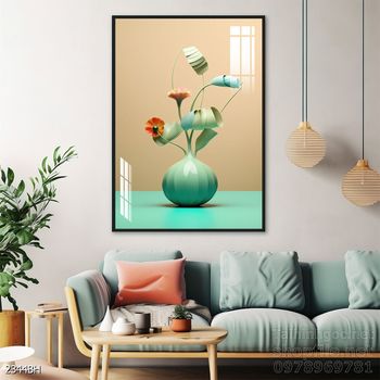 File tranh bình hoa đẹp decor tường nhà trang trí