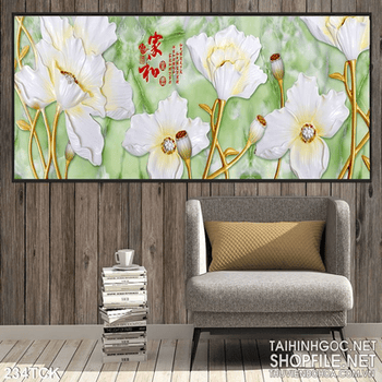 Tranh hoa sen, cá chép kim tiền nghệ thuật