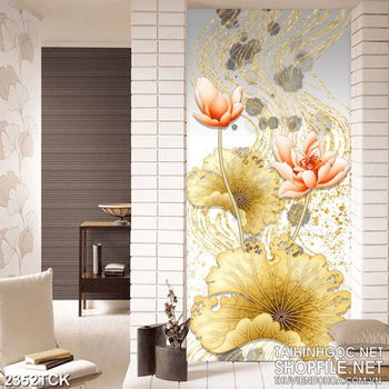 Tranh sơn dầu trang trí những bông hoa sen xinh đẹp
