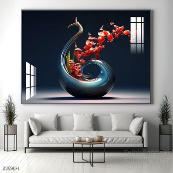 Mẫu tranh bình hoa nghệ thuật decor tường