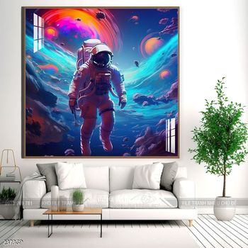 Tranh phi hành gia decor tường nhà