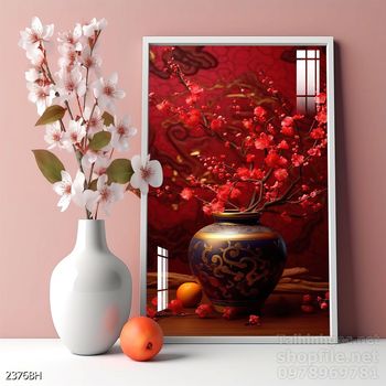 Mẫu tranh bình hoa sang trọng đẹp độc đáo