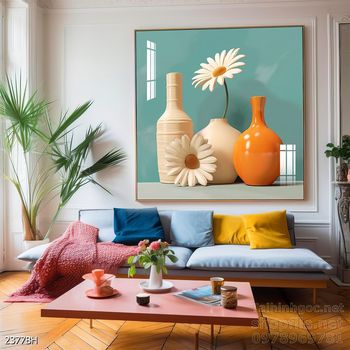 Tranh bình hoa độc đáo trang trí phòng khách