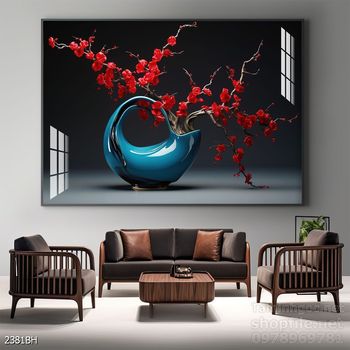 File tranh bình hoa đẹp decor tường nhà trang trí