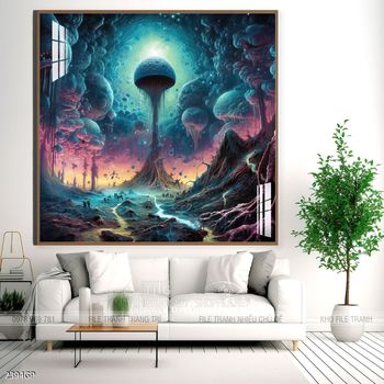 Tranh phi hành gia decor tường nhà