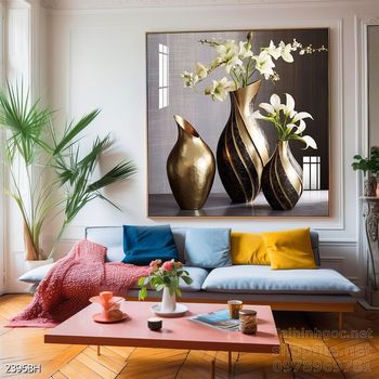 Mẫu tranh bình hoa sang trọng đẹp độc đáo