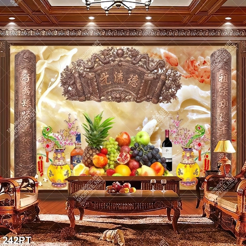 Tranh phòng thờ giả ngọc ngũ quả chất lượng cao