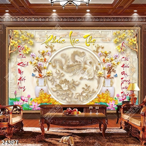 Tranh thờ in uv ngọc khắc rồng phượng file gốc