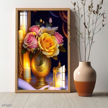 Mẫu tranh bình hoa trang trí tường đẹp tinh tế