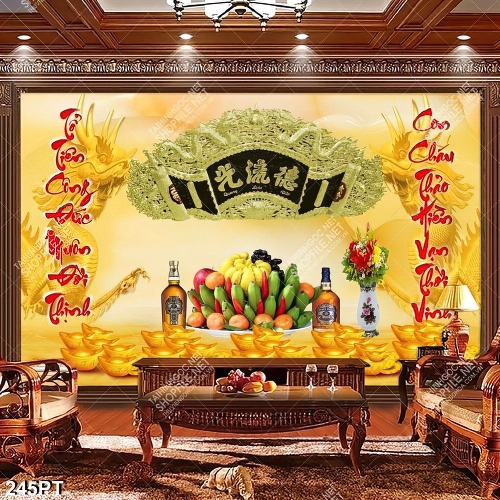 Tranh psd bàn thờ tổ tiên chất lượng cao