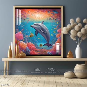 Tranh cá heo decor trang trí tường nhà