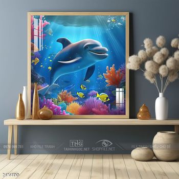 Tranh treo tường cá heo đại dương