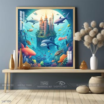 Tranh treo tường cá heo dễ thương