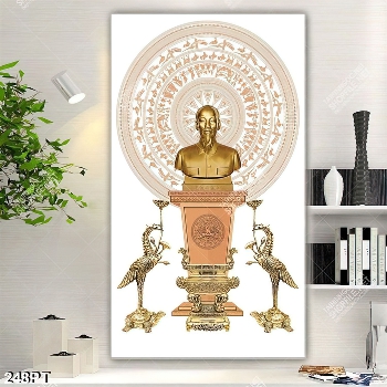 Tranh tượng Bác và trống đồng đẹp nhất