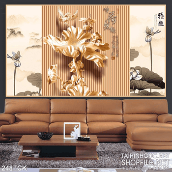 Tranh hoa sen, cá chép điêu khắc nghệ thuật