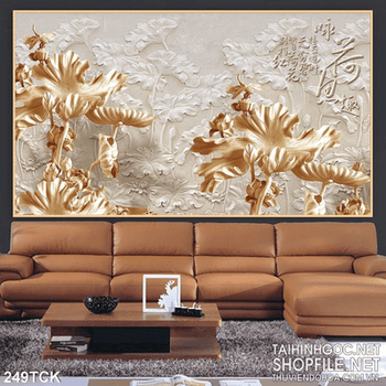 Tranh hoa sen, cá chép gỗ nghệ thuật