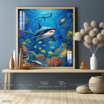 Tranh treo tường cá heo đại dương