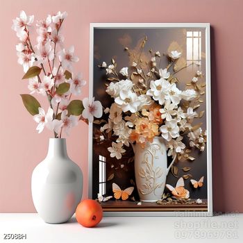 Tranh bình hoa đẹp trang trí tường