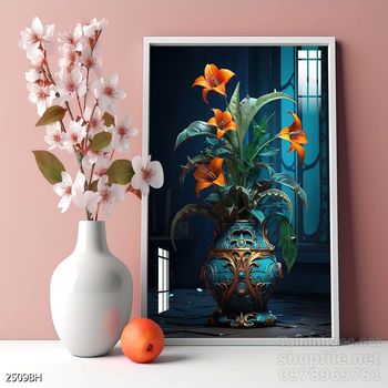 Mẫu tranh bình hoa mới nhất trang trí phòng khách, phòng ăn