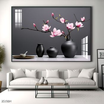 Mẫu tranh bình hoa nghệ thuật decor trang trí tường