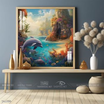Tranh cá heo nghệ thuật độc đáo