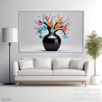 Tranh bình hoa đẹp decor trang trí tường