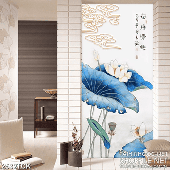 Tranh những bông hoa sen  khoe sắc trong hồ giả ngọc