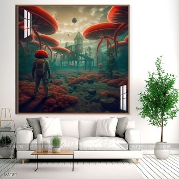 Tranh phi hành gia decor tường nhà