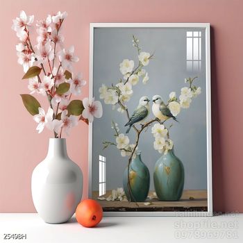 Mẫu tranh bình hoa nghệ thuật decor trang trí tường