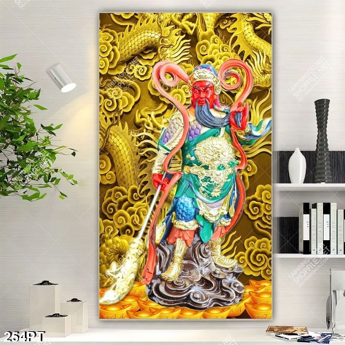 Tranh phòng thờ tướng Quang Công in kính đẹp nhất