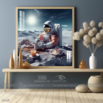 Tranh phi hành gia decor tường nhà